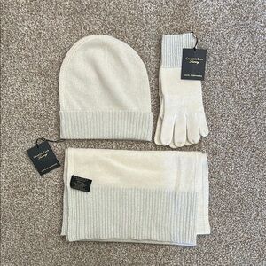 Charter Club Ivory Cashmere Winter Set